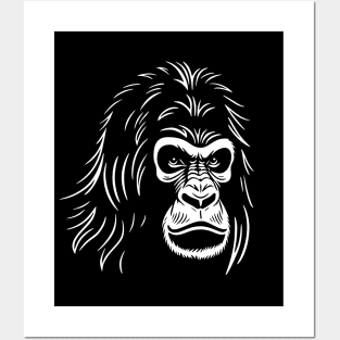 Powerful Gorilla Head Design Posters and Art